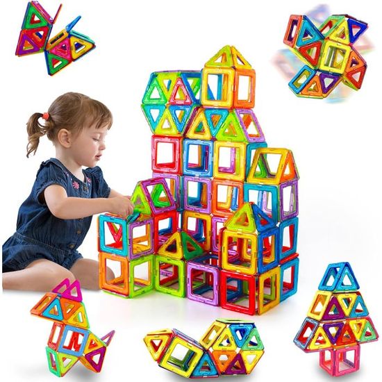 150 Pièces Blocs De Construction Magnétiques Avec Plateaux - Jouet Éducatif Enfant 3-6 Ans STEM