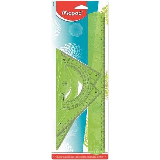 Kit Géométrie Geocustom - Règle 30 cm + Équerre Scolaire 60° + Équerre ...
