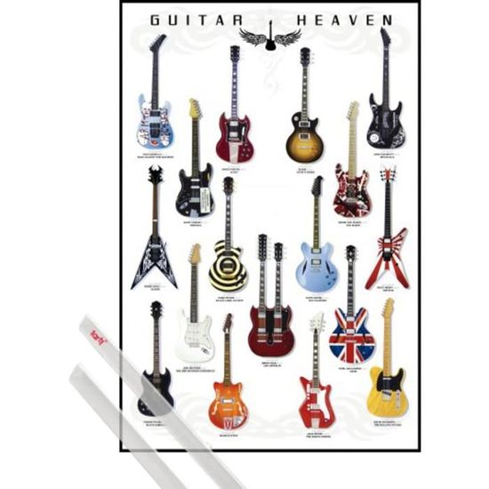 1art1 Quadro Su Tela 'Guitar Heaven' – Stampa Artistica Con Chitarre E Rock Hall Of Fame, 150x50 Cm, Murale XXL