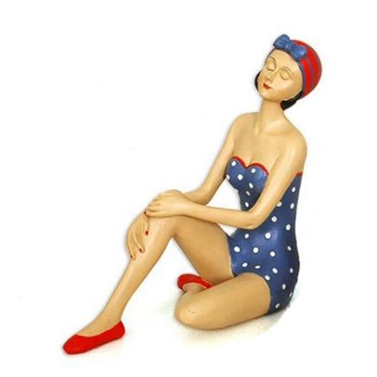 Statues//Statuettes Statuette Retro 14x9x25.5 cm BAIGNEUSE Oceania Blanc sur Ballon 014098