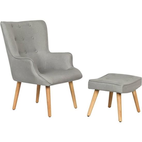 Fauteuil style scandinave tissu "Odense" - Gris clair