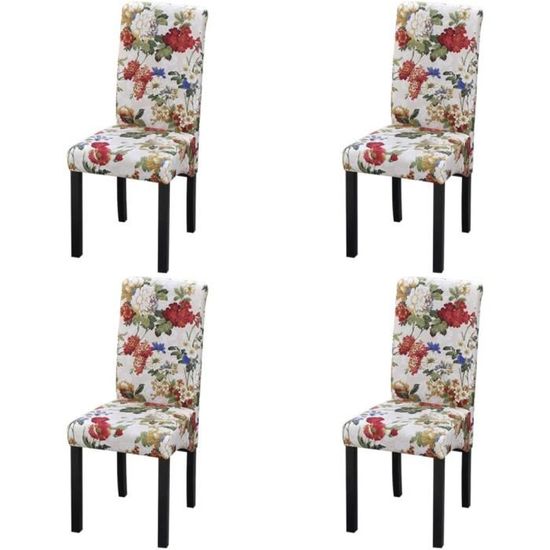 MGD Lot de 4 Chaises de salle à manger - Fauteuil Chaise de cuisine Chaise à dîner Multicolore Tissu #393958