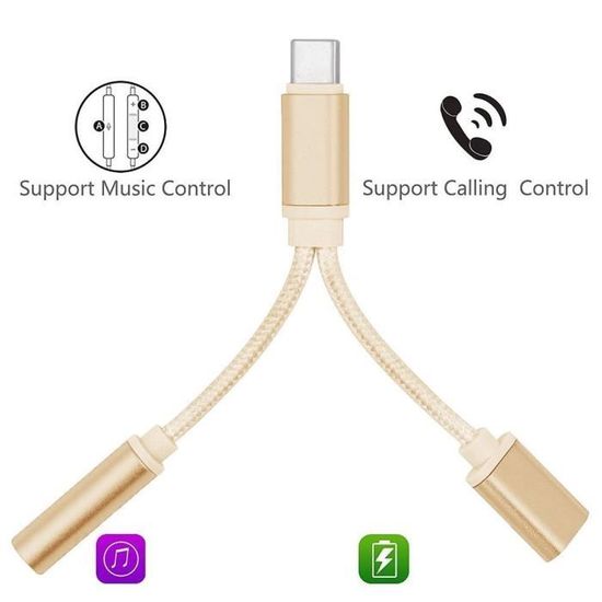 Câble Aux USB C, Adaptateur Jack Type C Mâle vers 3.5mm Mâle, Rallonge Audio  pour
