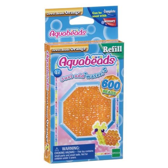 AQUABEADS - Perles Multi-Facettes Orange - Recharge de 600 pièces - Pour Enfant à partir de 4 ans