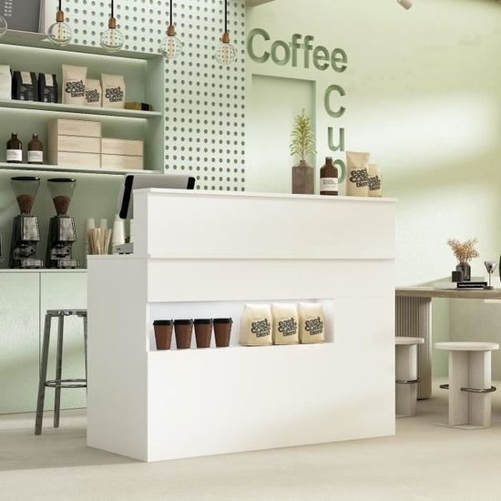 Petit Bureau De Réception Moderne éclairé Par LED Avec Tiroir