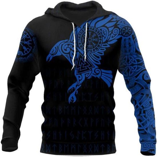Sweat à Capuche Viking Noir Pour Femme - Impression 3D Médiévale, Style Gothique Punk, Coupe Unisexe Décontractée - 8