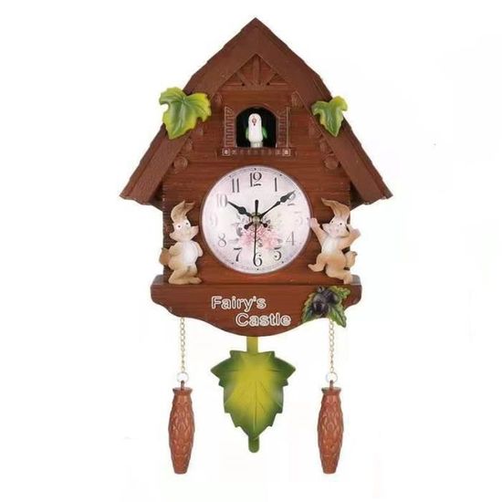 Horloge Coucou Style Forêt - Réveil Murale Enfant Déco Champêtre Avec Alarme