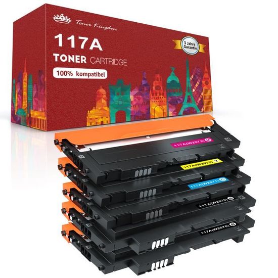 Starlet24 1x 117A Toner Negro Compatible Con HP 117A Toner Set Negro Como Reemplazo Para Color Laser MFP 178nwg 179fwg 179fnw 150nw 150a 178nw W2070A W2071A W2072A W2073A