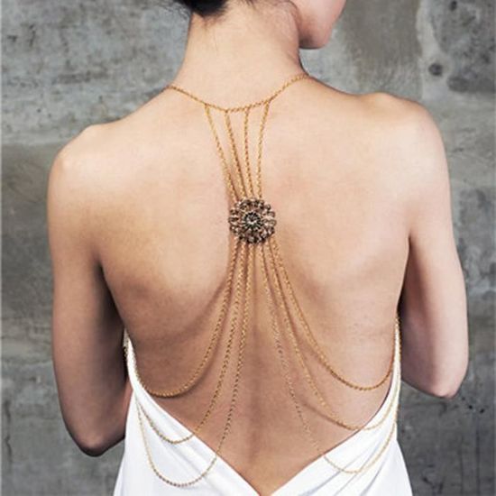 Yamobi Chaîne Poitrine Or - Bijou De Corps Réglable - Plage/Fête - Cadeau Femme