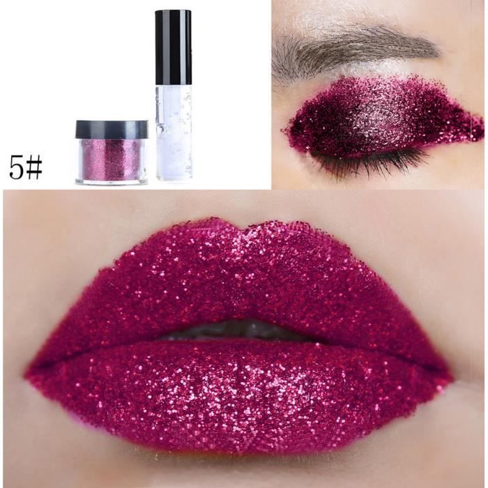 Shimmer Glitter Lip Gloss poudre Palette Glitter Rouge à lèvres Ombre à paupières cosmétiques E paontry 3365