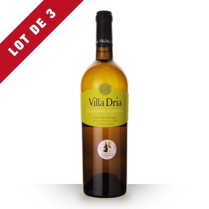 Lot de 3 - Villa Dria Côte Sauvage 2018 IGP Côtes de Gascogne - 3x75cl - Vin Blanc