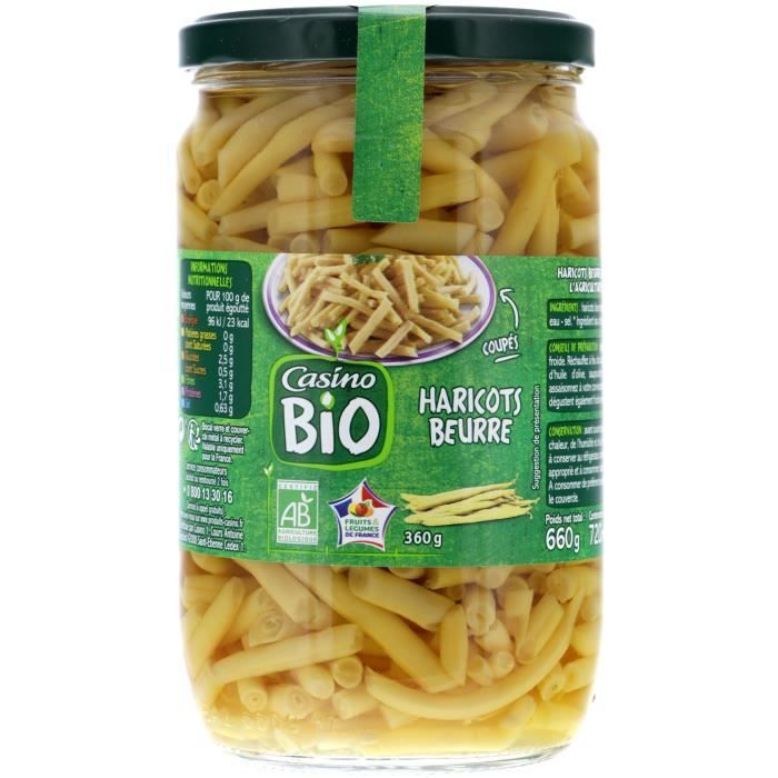 CASINO Haricots Beurre en Bocal Bio - 72Cl