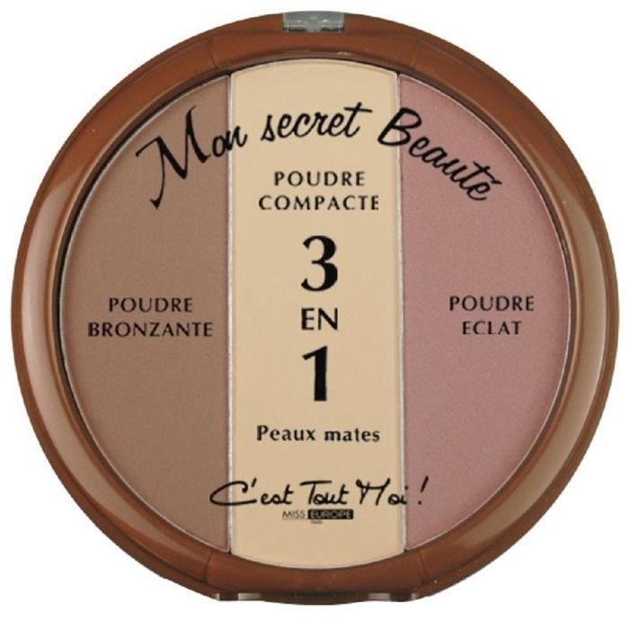 POUDRIER 3 TEINTES - MON SECRET BEAUTE - 02 PEAUX MATES - Miss Europe - MISS MISS