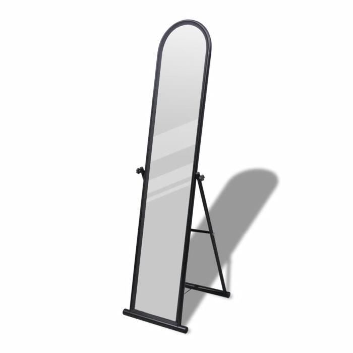 Miroir Sur Pied En Métal : Design Moderne - Look Simple - Chambre&Entrée&Dressing - Noir - 38 x 43 x 152 Cm