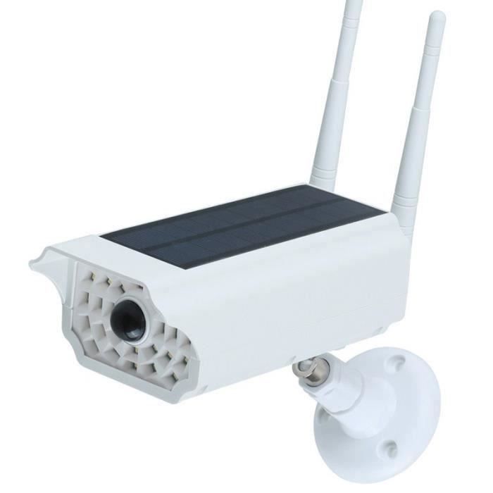 30 LEDs Solaire Lampe Applique murale Exterieur Detecteur Mouvement Capteur Etanche Forme Caméra de Surveillance -BLANC