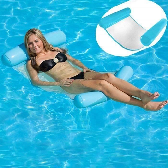 Sedmart Hamac Gonflable d'eau, Hamac Flottant Lit Gonflable Plage Pliant Portable Bleu 130*73cm