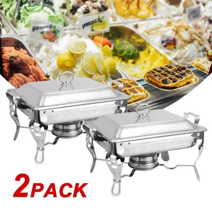TEMPSA 2Pcs 6L Chafing-dish inox - Poêle Buffet Récipient en acier Inoxydable - Chauffe-plats avec couvercle Isolation