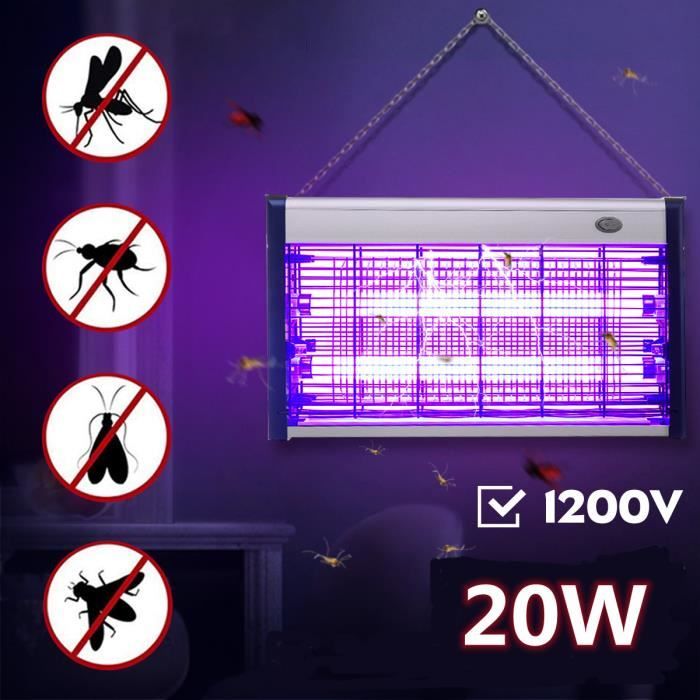 Lampe Anti Moustique Electrique Tue Mouches 20W UV LEDIntérieur Extérieur