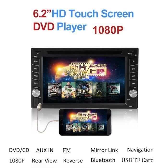 6.2Double 2DIN Miroir Lien Autoradio CD Lecteur de DVD Bluetooth USB SD TV FM Radio Car multimedia 22
