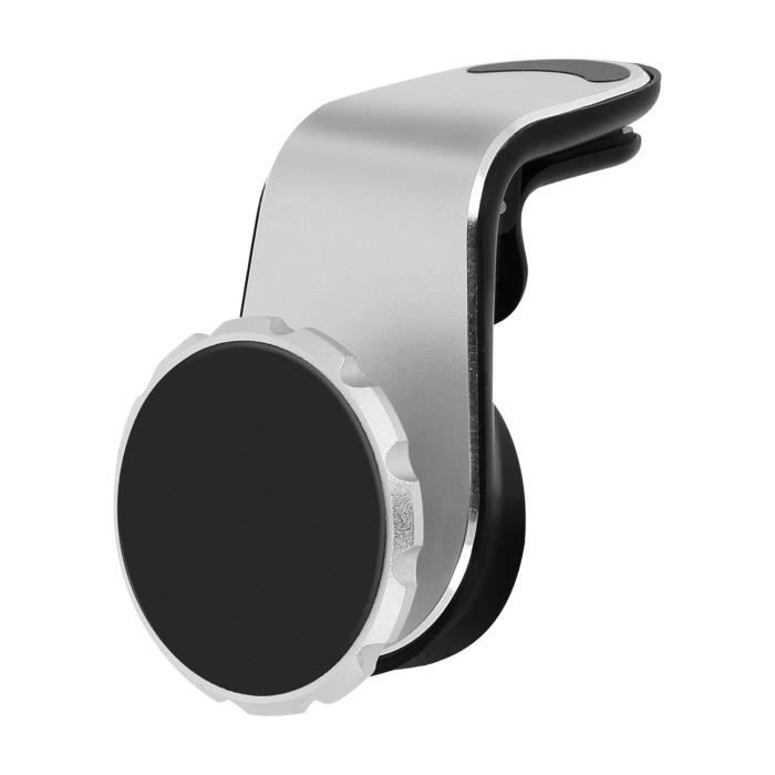 Support voiture Smartphone Système aimanté Fixation grille d'aération - Argent Gris