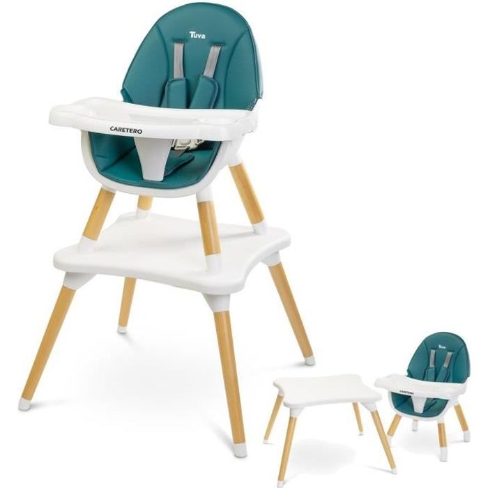 TUVA Chaise haute évolutive en table et chaise Vert
