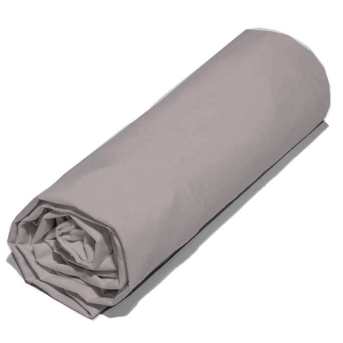 COTE DECO Drap housse 100% percale de coton - 180x200x25 cm - Violet prune et lilas