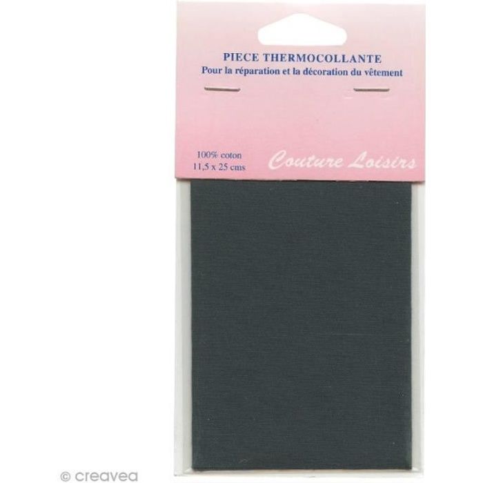 Pièce thermocollante - Gris foncé - 100% coton - 11,5 x 25 cm