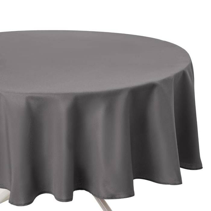 Paris Prix - Nappe Anti-tâche Ronde 180cm Grise