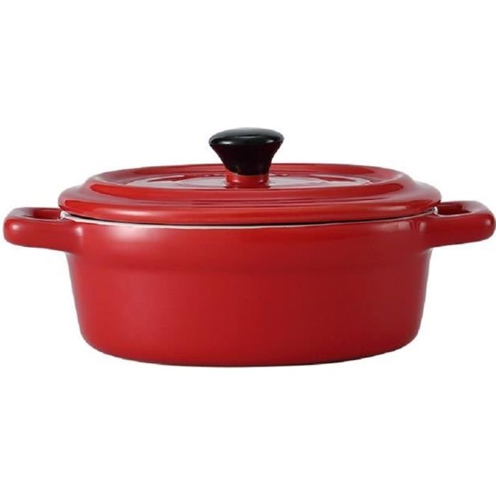 Mini cocotte ovale rouge avec couvercle et poignées HobbyCook
