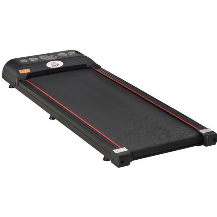 HOMCOM Tapis de Marche Fitness électrique - 1 à 6 Km/h - écran LED Multifonctions + télécommande - 500 W - Acier Rouge Noir