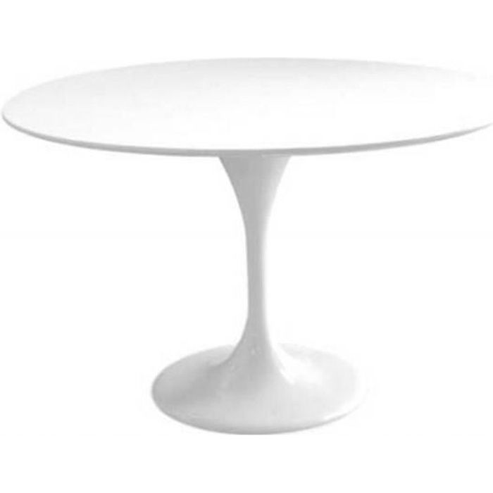 Table ronde de repas design TULIPE laquée blanc 120 cm. - - Inside75