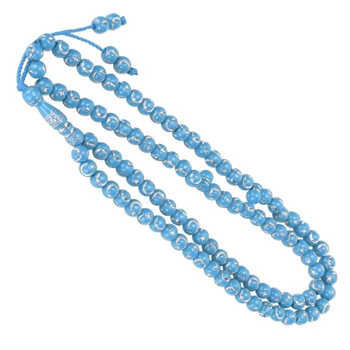 keenso Perles de chapelet musulman Chapelet musulman Outil de prière de culte islamique 99 Grains Résine Dorure Article religieux