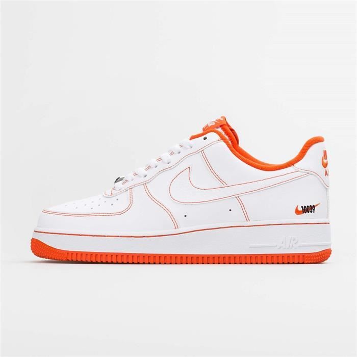 Air-Force 1 07 Low Rucker Park White Homme Femme Chaussures AF1 Air-Force One Baskets Blanche et Orange Pas Cher