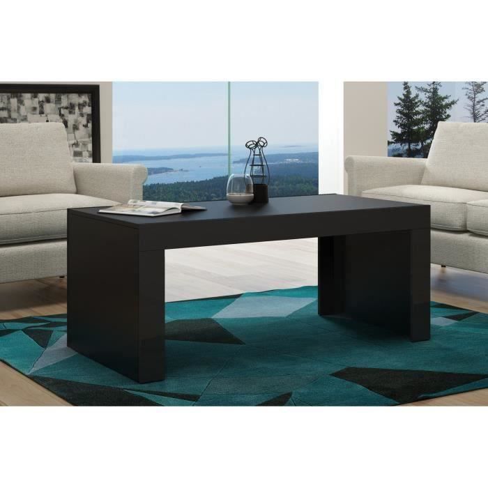 Table basse en MDF noir mat et bordure noir laquée 120 cm