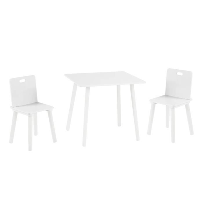 ROBA Ensemble Table et 2 Chaises pour Enfants en Bois - Laqué Blanc