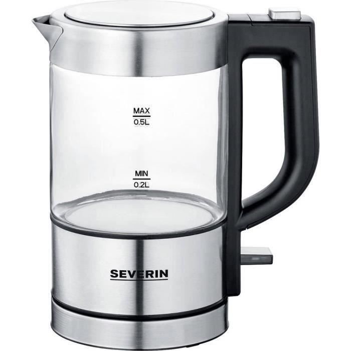 Severin 3472 Bouilloire sans fil, protection contre la surchauffe acier inoxydable (brossé), noir