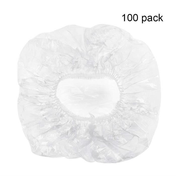 clair100pcs Bonnets de Douche Etanche Jetable Cheveux Traitement Caps Bonnet de Bain Transparent Imperméable en Plastique