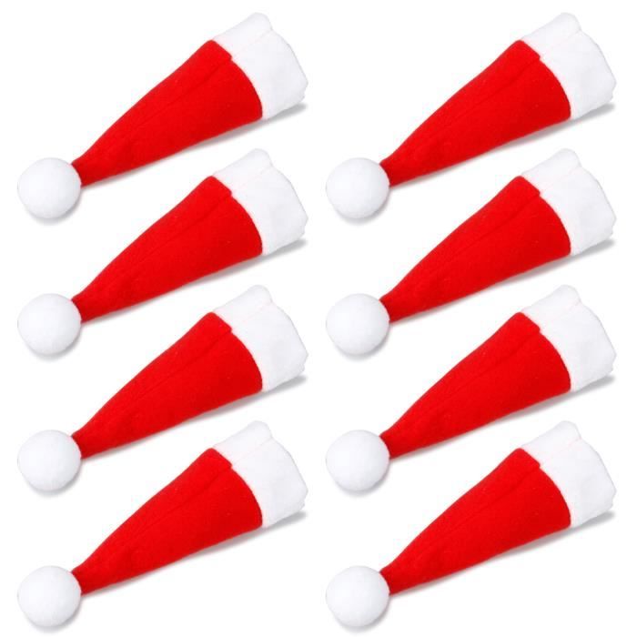 TRIXES Ensemble de 8 Porte-couverts Originaux Bonnets de Père Noël pour le Dîner de Noël