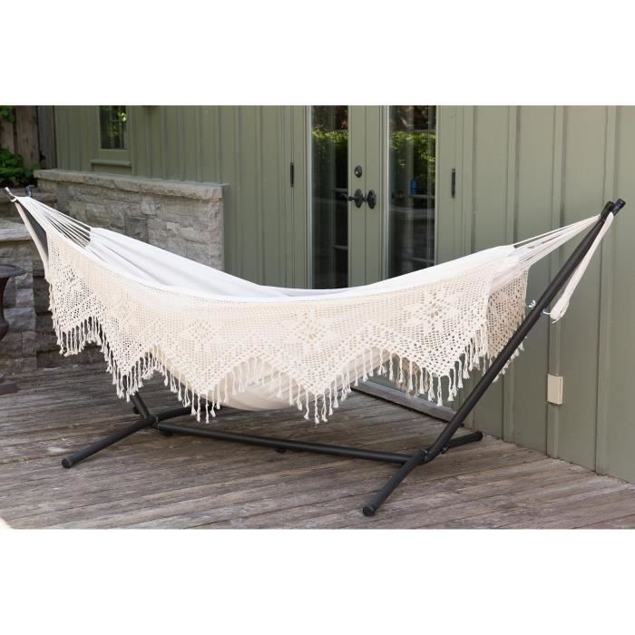 OUTLET Vivere UHSDO8-00 Hamac Double avec Support Natural 250 x 109 x 104 cm