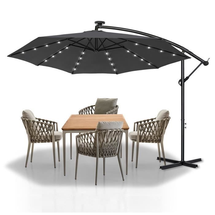 YRHOME Parapluie feu de circulation parapluie Ø3m manivelle parapluie jardin parapluie terrasse parapluie LED