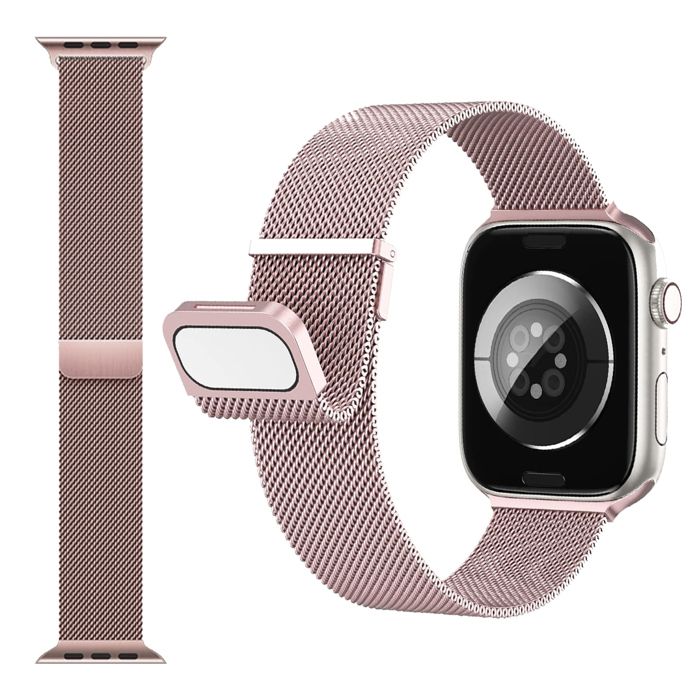 Bracelet Milanais Magnetic Rose en acier inoxydable compatible pour iWatch Serie 9 8 7 6 5 4 3 2 1 SE 38mm 40mm 41mm - Juanio