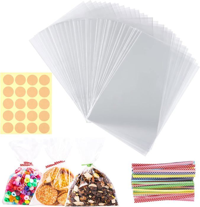 Acheter Sac en plastique Cellophane pour pop-corn sucré, 100 pièces/lot, sac d'emballage écologique pour chocolat, sacs à bonbons, sacs cadeaux