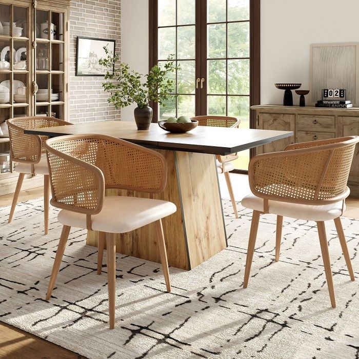 Lot De 4 Chaises De Salle à Manger HOMCOM - Dossier Haut Rembourré, Pieds Métal, Tissu Lin Gris