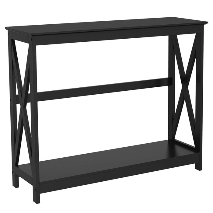 Yaheetech Table Console Moderne en Bois Table de Canapé Rectangulaire avec 2 Étagères de Rangement Noir Yaheetech Table Console Moderne en Bois Table de Canapé Rectangulaire avec 2 Étagères de Rangement Noir