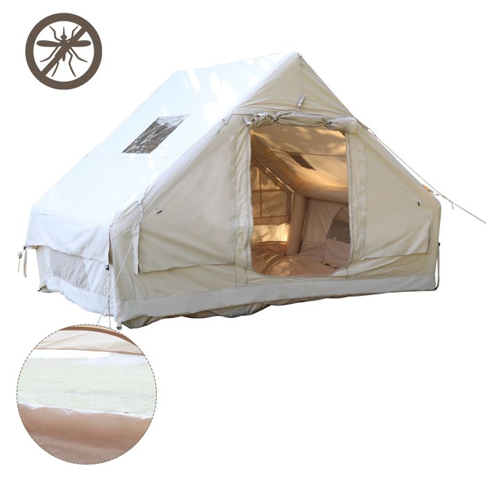 Sobuy Ogs32-gr 4-in-1! Tente De Camping Lit De Camp Pliable Voyage Camping Lit Pliant Avec Toit, Sac De Couchage, Matelas Gonflable, Sac De Transport Et Accessoires