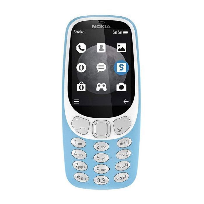3G Nokia 3310 SIM - feature phone débloqué GSM Écran 24 pouces appareil photo 2MP avec flash LED - Bleu