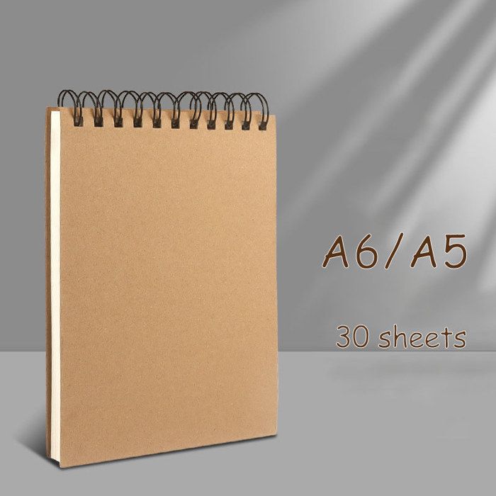 Lot De 3 Carnets De Croquis A5 - 60 Pages Chacun, Papier 120 G/m² Sans Acide - Couverture Kraft, Reliure Spirale - 8