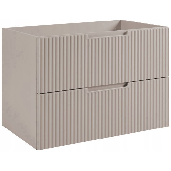 Meuble sous Lavabo 80 cm VENA - façade rainurée - Cachemire - 80 x 57 x 46 cm