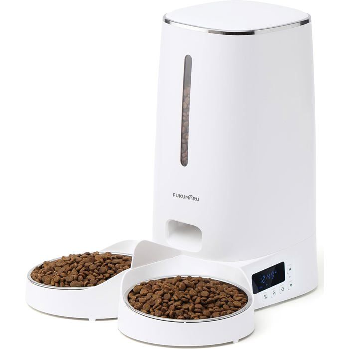 Comparer les prix de YSFMODE-Distributeur Croquettes Chat Automatique4L Distributeur Croquettes Pour Chiens Et Chats Avec 2 Bols En Acier Inoxydable