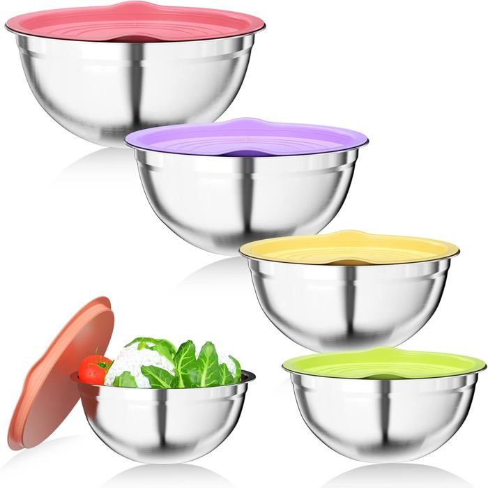Lot De 4 Petits Bols En Inox 11 Cm – Empilables, Bord Verseur, Parfaits Pour Préparation Et Service
